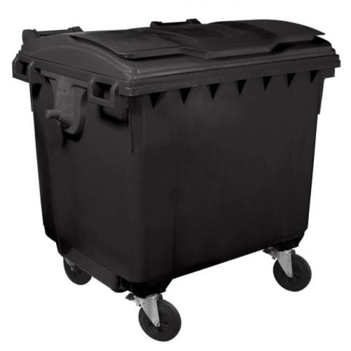 container pentru deseuri capac plat negru1100 litri