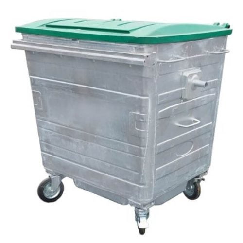 container pentru deseuri metalic cu capac plat 1100 litri