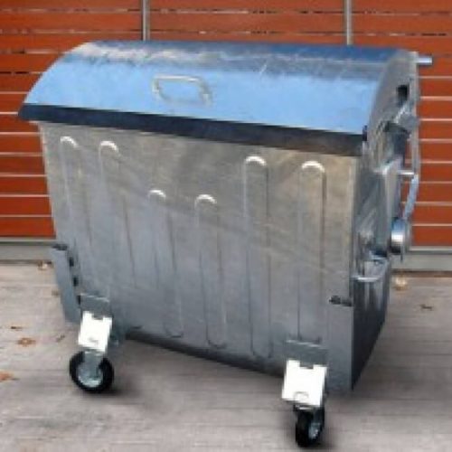 container pentru deseuri metalic cu capac rotund 1100 litri